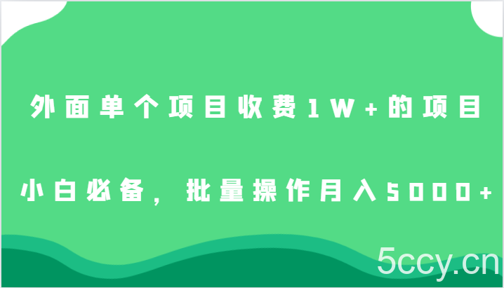 外面单个项目收费1W 的项目，小白必备，批量操作月入5000-我创创业-副业网-网络创业-资源分享-网课资源-学习教程-学知识-自媒体-抖音-视频号-小红书-网络项目,赚钱软件,副业,兼职,学生赚,挂机赚-我创创业-副业网-5ccy.cn