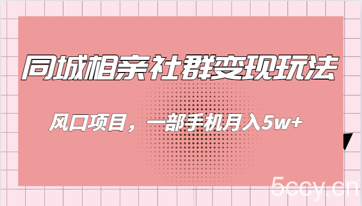 同城相亲的社群变现玩法,风口项目,一部手机月入5w