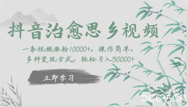 抖音治愈思乡视频，一条视频涨粉1W ，操作简单，多种变现方式，轻松月入5W-我创创业-副业网-网络创业-资源分享-网课资源-学习教程-学知识-自媒体-抖音-视频号-小红书-网络项目,赚钱软件,副业,兼职,学生赚,挂机赚-我创创业-副业网-5ccy.cn