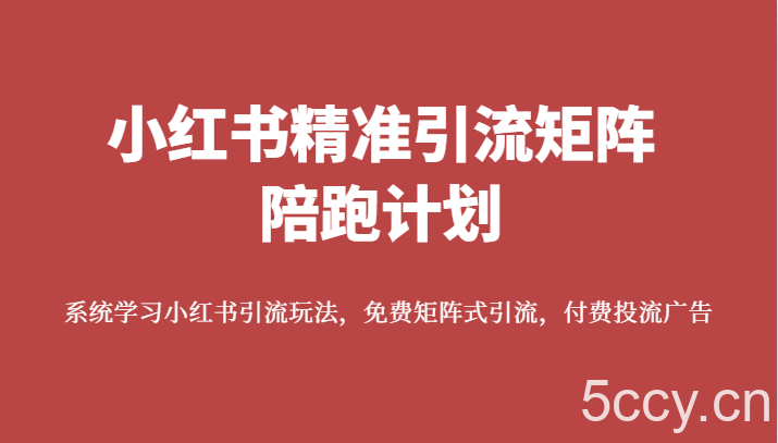 小红书精准引流矩阵陪跑计划,系统学习小红书引流玩法,免费矩阵式引流,付费投流广告