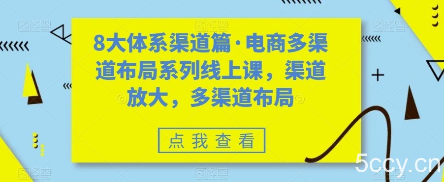八大体系渠道篇·电商多渠道布局系列线上课,渠道放大,多渠道布局