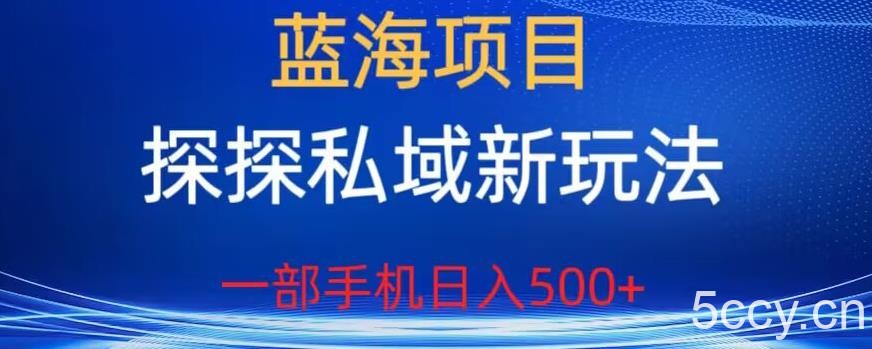 蓝海项目，探探私域新玩法，一部手机日入500 很轻松【揭秘】-我创创业-副业网-网络创业-资源分享-网课资源-学习教程-学知识-自媒体-抖音-视频号-小红书-网络项目,赚钱软件,副业,兼职,学生赚,挂机赚-我创创业-副业网-5ccy.cn