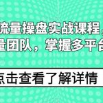 2024线上流量操盘实战课程，搭建高人效流量团队，掌握多平台流量-我创创业-副业网-网络创业-资源分享-网课资源-学习教程-学知识-自媒体-抖音-视频号-小红书-网络项目,赚钱软件,副业,兼职,学生赚,挂机赚-我创创业-副业网-5ccy.cn