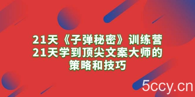 (10210期)21天《子弹秘密》训练营,21天学到顶尖文案大师的策略和技巧
