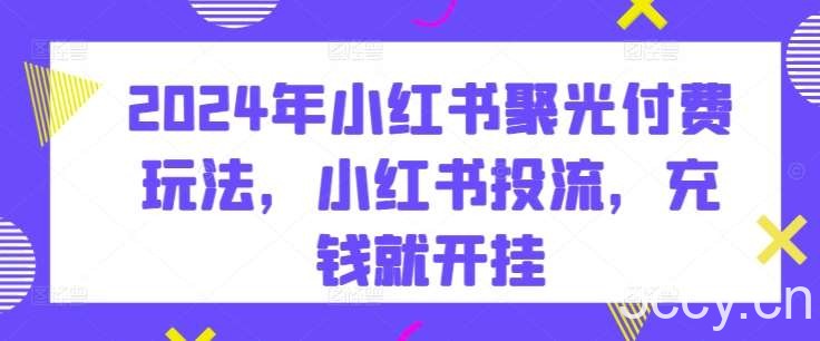 2024年小红书聚光付费玩法，小红书投流，充钱就开挂-我创创业-副业网-网络创业-资源分享-网课资源-学习教程-学知识-自媒体-抖音-视频号-小红书-网络项目,赚钱软件,副业,兼职,学生赚,挂机赚-我创创业-副业网-5ccy.cn