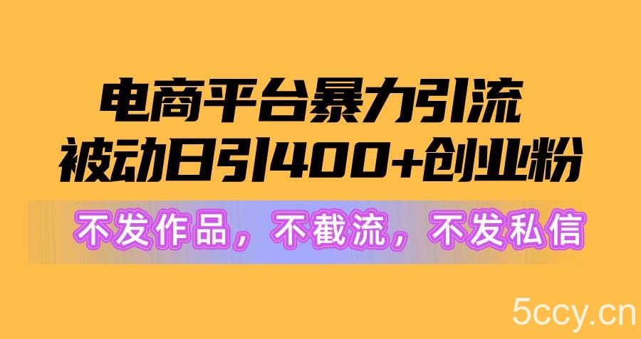 (10168期)电商平台暴力引流,被动日引400+创业粉不发作品,不截流,不发私信