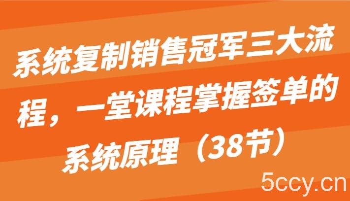 系统复制销售冠军三大流程,一堂课程掌握签单的系统原理(38节)