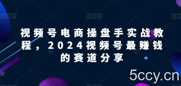 视频号电商实战教程，2024视频号最赚钱的赛道分享-我创创业-副业网-网络创业-资源分享-网课资源-学习教程-学知识-自媒体-抖音-视频号-小红书-网络项目,赚钱软件,副业,兼职,学生赚,挂机赚-我创创业-副业网-5ccy.cn