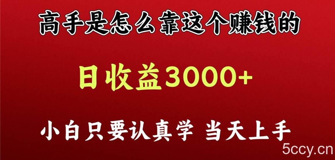 看高手是怎么赚钱的，一天收益至少3000+以上，小白当天上手-我创创业-副业网-网络创业-资源分享-网课资源-学习教程-学知识-自媒体-抖音-视频号-小红书-网络项目,赚钱软件,副业,兼职,学生赚,挂机赚-我创创业-副业网-5ccy.cn
