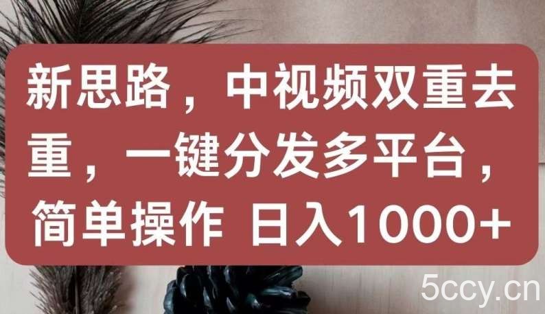 新思路，中视频双重去重，一键分发多平台，简单操作，日入1000+【揭秘】-我创创业-副业网-网络创业-资源分享-网课资源-学习教程-学知识-自媒体-抖音-视频号-小红书-网络项目,赚钱软件,副业,兼职,学生赚,挂机赚-我创创业-副业网-5ccy.cn