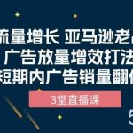 (10112期)流量增长 亚马逊老品广告放量增效打法,短期内广告销量翻倍(3堂直播课)-我创创业-副业网-网络创业-资源分享-网课资源-学习教程-学知识-自媒体-抖音-视频号-小红书-网络项目,赚钱软件,副业,兼职,学生赚,挂机赚-我创创业-副业网-5ccy.cn