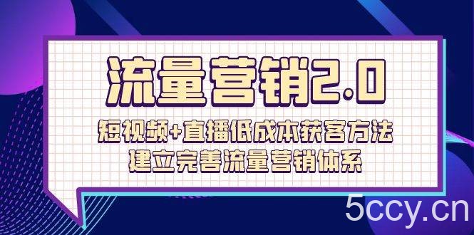 （10114期）流量-营销2.0：短视频+直播低成本获客方法，建立完善流量营销体系（72节）-我创创业-副业网-网络创业-资源分享-网课资源-学习教程-学知识-自媒体-抖音-视频号-小红书-网络项目,赚钱软件,副业,兼职,学生赚,挂机赚-我创创业-副业网-5ccy.cn
