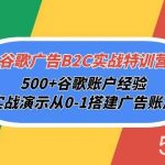 (10096期)谷歌广告B2C实战特训营,500+谷歌账户经验,实战演示从0-1搭建广告账户-我创创业-副业网-网络创业-资源分享-网课资源-学习教程-学知识-自媒体-抖音-视频号-小红书-网络项目,赚钱软件,副业,兼职,学生赚,挂机赚-我创创业-副业网-5ccy.cn