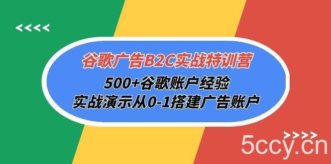 （10096期）谷歌广告B2C实战特训营，500+谷歌账户经验，实战演示从0-1搭建广告账户-我创创业-副业网-网络创业-资源分享-网课资源-学习教程-学知识-自媒体-抖音-视频号-小红书-网络项目,赚钱软件,副业,兼职,学生赚,挂机赚-我创创业-副业网-5ccy.cn
