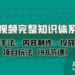 短视频完整知识体系课,运营手法、内容制作、投放技巧项目玩法(48节课)-我创创业-副业网-网络创业-资源分享-网课资源-学习教程-学知识-自媒体-抖音-视频号-小红书-网络项目,赚钱软件,副业,兼职,学生赚,挂机赚-我创创业-副业网-5ccy.cn