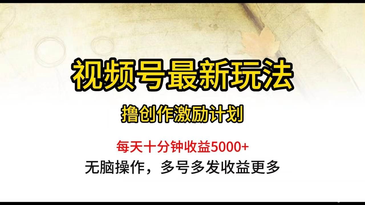 (10087期)视频号最新玩法,每日一小时月入5000+