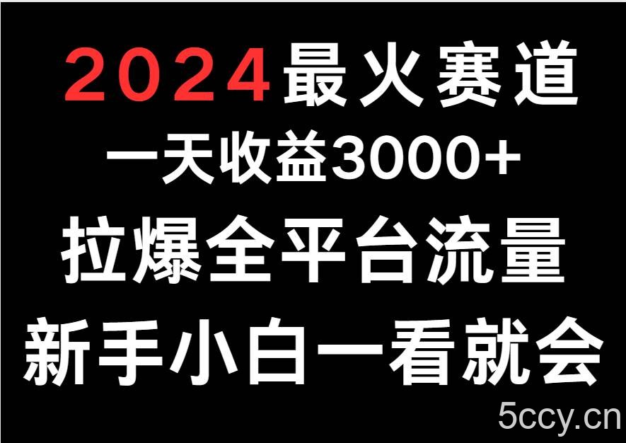 2024最火赛道，一天收一3000+.拉爆全平台流量，新手小白一看就会-我创创业-副业网-网络创业-资源分享-网课资源-学习教程-学知识-自媒体-抖音-视频号-小红书-网络项目,赚钱软件,副业,兼职,学生赚,挂机赚-我创创业-副业网-5ccy.cn