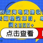 4月份蓝海电商撸收益技术，长期稳定项目，单月利润5000+【揭秘】-我创创业-副业网-网络创业-资源分享-网课资源-学习教程-学知识-自媒体-抖音-视频号-小红书-网络项目,赚钱软件,副业,兼职,学生赚,挂机赚-我创创业-副业网-5ccy.cn