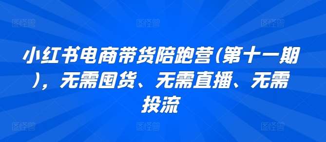 小红书电商带货陪跑营(第十一期)，无需囤货、无需直播、无需投流-我创创业-副业网-网络创业-资源分享-网课资源-学习教程-学知识-自媒体-抖音-视频号-小红书-网络项目,赚钱软件,副业,兼职,学生赚,挂机赚-我创创业-副业网-5ccy.cn