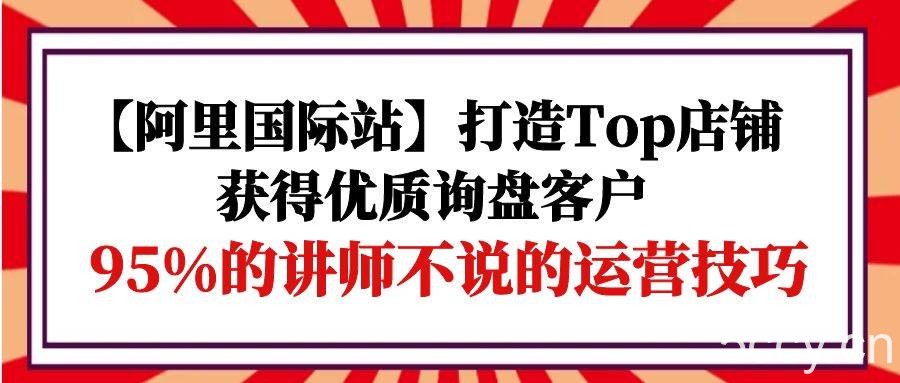 （9976期）【阿里国际站】打造Top店铺-获得优质询盘客户，95%的讲师不说的运营技巧-我创创业-副业网-网络创业-资源分享-网课资源-学习教程-学知识-自媒体-抖音-视频号-小红书-网络项目,赚钱软件,副业,兼职,学生赚,挂机赚-我创创业-副业网-5ccy.cn