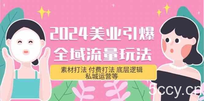 2024美业引爆全域流量玩法，素材打法 付费打法 底层逻辑 私城运营等(31节)-我创创业-副业网-网络创业-资源分享-网课资源-学习教程-学知识-自媒体-抖音-视频号-小红书-网络项目,赚钱软件,副业,兼职,学生赚,挂机赚-我创创业-副业网-5ccy.cn