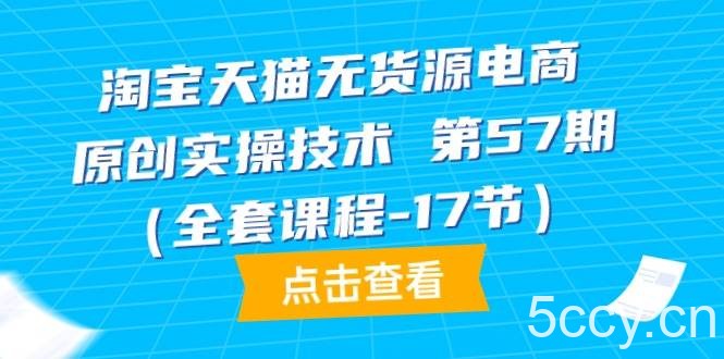 (9898期)淘宝天猫无货源电商-原创实操技术 第57期(全套课程-17节)