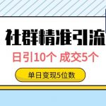 (9870期)社群精准引流高质量创业粉,日引10个,成交5个,变现五位数-我创创业-副业网-网络创业-资源分享-网课资源-学习教程-学知识-自媒体-抖音-视频号-小红书-网络项目,赚钱软件,副业,兼职,学生赚,挂机赚-我创创业-副业网-5ccy.cn