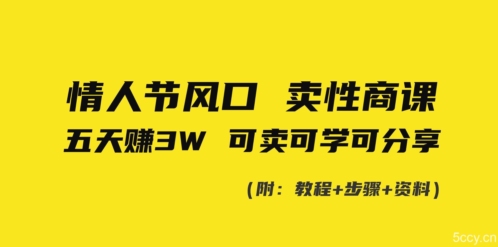 （8958期）情人节风口！卖性商课，小白五天赚3W，可卖可学可分享！-我创创业-副业网-网络创业-资源分享-网课资源-学习教程-学知识-自媒体-抖音-视频号-小红书-网络项目,赚钱软件,副业,兼职,学生赚,挂机赚-我创创业-副业网-5ccy.cn