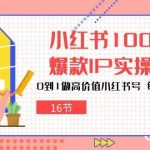 小红书100天爆款IP实操营，0到1做高价值小红书号，每月多赚3000+（16节）-我创创业-副业网-网络创业-资源分享-网课资源-学习教程-学知识-自媒体-抖音-视频号-小红书-网络项目,赚钱软件,副业,兼职,学生赚,挂机赚-我创创业-副业网-5ccy.cn