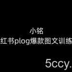 小铭-小红书plog爆款图文训练营，教你从0-1做小红书-我创创业-副业网-网络创业-资源分享-网课资源-学习教程-学知识-自媒体-抖音-视频号-小红书-网络项目,赚钱软件,副业,兼职,学生赚,挂机赚-我创创业-副业网-5ccy.cn