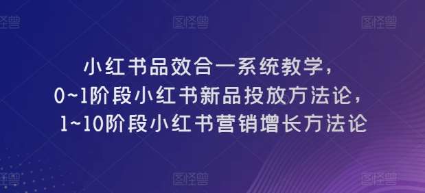 小红书品效合一系统教学，0~1阶段小红书新品投放方法论，1~10阶段小红书营销增长方法论-我创创业-副业网-网络创业-资源分享-网课资源-学习教程-学知识-自媒体-抖音-视频号-小红书-网络项目,赚钱软件,副业,兼职,学生赚,挂机赚-我创创业-副业网-5ccy.cn