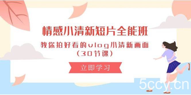 （10567期）情感 小清新短片-全能班，教你拍好看的vlog小清新画面 (30节课)-我创创业-副业网-网络创业-资源分享-网课资源-学习教程-学知识-自媒体-抖音-视频号-小红书-网络项目,赚钱软件,副业,兼职,学生赚,挂机赚-我创创业-副业网-5ccy.cn