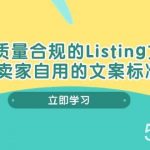(10585期)打造高质量合规Listing文案SOP,亿级大卖家自用的文案标准化流程-我创创业-副业网-网络创业-资源分享-网课资源-学习教程-学知识-自媒体-抖音-视频号-小红书-网络项目,赚钱软件,副业,兼职,学生赚,挂机赚-我创创业-副业网-5ccy.cn