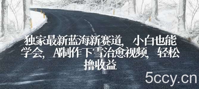 独家最新蓝海新赛道，小白也能学会，AI制作下雪治愈视频，轻松撸收益【揭秘】-我创创业-副业网-网络创业-资源分享-网课资源-学习教程-学知识-自媒体-抖音-视频号-小红书-网络项目,赚钱软件,副业,兼职,学生赚,挂机赚-我创创业-副业网-5ccy.cn