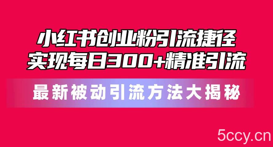 （10692期）小红书创业粉引流捷径！最新被动引流方法大揭秘，实现每日300+精准引流-我创创业-副业网-网络创业-资源分享-网课资源-学习教程-学知识-自媒体-抖音-视频号-小红书-网络项目,赚钱软件,副业,兼职,学生赚,挂机赚-我创创业-副业网-5ccy.cn