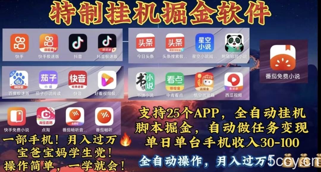 （10703期）月入过万 24小时全自动无脑挂机，操作简单！-我创创业-副业网-网络创业-资源分享-网课资源-学习教程-学知识-自媒体-抖音-视频号-小红书-网络项目,赚钱软件,副业,兼职,学生赚,挂机赚-我创创业-副业网-5ccy.cn