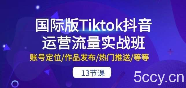 国际版Tiktok抖音运营流量实战班：账号定位/作品发布/热门推送/等等-13节-我创创业-副业网-网络创业-资源分享-网课资源-学习教程-学知识-自媒体-抖音-视频号-小红书-网络项目,赚钱软件,副业,兼职,学生赚,挂机赚-我创创业-副业网-5ccy.cn