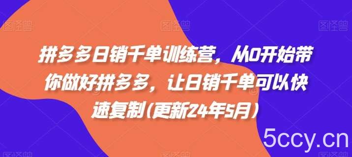 拼多多日销千单训练营,从0开始带你做好拼多多,让日销千单可以快速复制(更新24年5月)