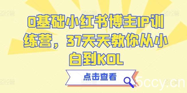 0基础小红书博主IP训练营，37天天教你从小白到KOL-我创创业-副业网-网络创业-资源分享-网课资源-学习教程-学知识-自媒体-抖音-视频号-小红书-网络项目,赚钱软件,副业,兼职,学生赚,挂机赚-我创创业-副业网-5ccy.cn