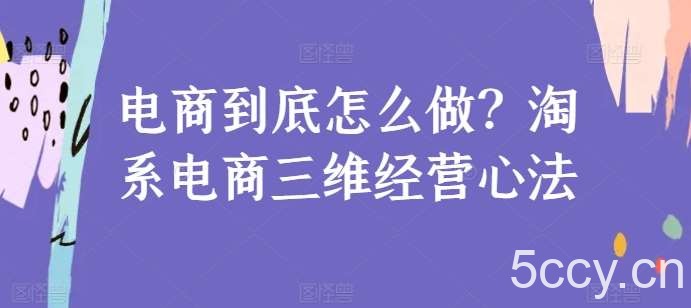 电商到底怎么做？淘系电商三维经营心法-我创创业-副业网-网络创业-资源分享-网课资源-学习教程-学知识-自媒体-抖音-视频号-小红书-网络项目,赚钱软件,副业,兼职,学生赚,挂机赚-我创创业-副业网-5ccy.cn