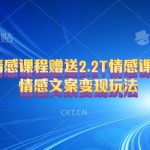 （10773期）售卖情感课程，赠送2.2T情感课程资料，情感文案变现玩法-我创创业-副业网-网络创业-资源分享-网课资源-学习教程-学知识-自媒体-抖音-视频号-小红书-网络项目,赚钱软件,副业,兼职,学生赚,挂机赚-我创创业-副业网-5ccy.cn