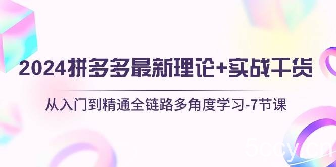 （10816期）2024拼多多 最新理论+实战干货，从入门到精通全链路多角度学习-7节课-我创创业-副业网-网络创业-资源分享-网课资源-学习教程-学知识-自媒体-抖音-视频号-小红书-网络项目,赚钱软件,副业,兼职,学生赚,挂机赚-我创创业-副业网-5ccy.cn