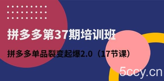 （10835期）拼多多第37期培训班：拼多多单品裂变起爆2.0（17节课）-我创创业-副业网-网络创业-资源分享-网课资源-学习教程-学知识-自媒体-抖音-视频号-小红书-网络项目,赚钱软件,副业,兼职,学生赚,挂机赚-我创创业-副业网-5ccy.cn