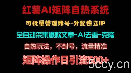 （10828期）红薯矩阵自热系统，独家不死号引流玩法！矩阵操作日引流500+-我创创业-副业网-网络创业-资源分享-网课资源-学习教程-学知识-自媒体-抖音-视频号-小红书-网络项目,赚钱软件,副业,兼职,学生赚,挂机赚-我创创业-副业网-5ccy.cn