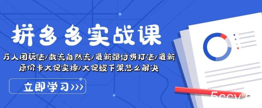 拼多多实战课：万人团玩法/截流自然流/最新强付费打法/最新原价卡大促..-我创创业-副业网-网络创业-资源分享-网课资源-学习教程-学知识-自媒体-抖音-视频号-小红书-网络项目,赚钱软件,副业,兼职,学生赚,挂机赚-我创创业-副业网-5ccy.cn