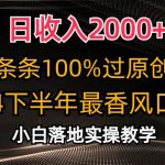 （10951期）日收入2000+，条条100%过原创，2024下半年最香风口赛道，小白轻松上手-我创创业-副业网-网络创业-资源分享-网课资源-学习教程-学知识-自媒体-抖音-视频号-小红书-网络项目,赚钱软件,副业,兼职,学生赚,挂机赚-我创创业-副业网-5ccy.cn