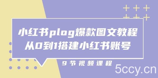 小红书plog爆款图文教程，从0到1搭建小红书账号（9节课）-我创创业-副业网-网络创业-资源分享-网课资源-学习教程-学知识-自媒体-抖音-视频号-小红书-网络项目,赚钱软件,副业,兼职,学生赚,挂机赚-我创创业-副业网-5ccy.cn