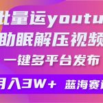 (9727期)批量搬运YouTube解压助眠视频 一键多平台发布 月入2W+-我创创业-副业网-网络创业-资源分享-网课资源-学习教程-学知识-自媒体-抖音-视频号-小红书-网络项目,赚钱软件,副业,兼职,学生赚,挂机赚-我创创业-副业网-5ccy.cn