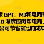 升级版 GPT、MJ和电商实战,从1~10 深度应用帮电商、内容公司节省60%的成本-我创创业-副业网-网络创业-资源分享-网课资源-学习教程-学知识-自媒体-抖音-视频号-小红书-网络项目,赚钱软件,副业,兼职,学生赚,挂机赚-我创创业-副业网-5ccy.cn