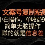 文案号掘金,简单复制粘贴,小白操作,单作品收益900+-我创创业-副业网-网络创业-资源分享-网课资源-学习教程-学知识-自媒体-抖音-视频号-小红书-网络项目,赚钱软件,副业,兼职,学生赚,挂机赚-我创创业-副业网-5ccy.cn